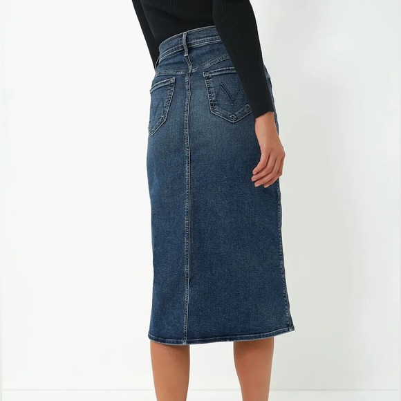 MOTHER Dresses & Skirts - MOTHER The Straight A Midi Skirt in Moontide Wash with Distressed Hem Size 31